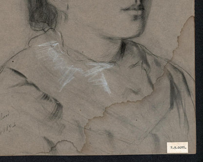 ELMA MARY GOVE (1832-1921) Antique Drawing LADY WEARING HAT - AMERICAN ARTIST5