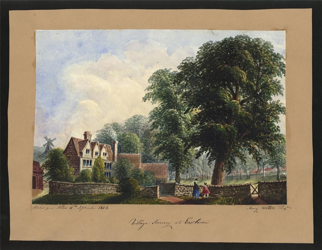 Mary Webster (1794-1883) - Watercolour Painting Village Scenery Eastbourne 18521