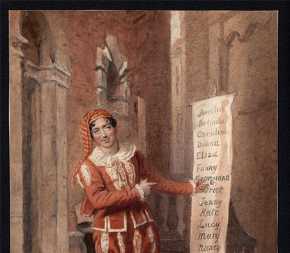 Mr Fitzwilliam As Leporello Antique Watercolour Painting - Possibly T C Wageman?5