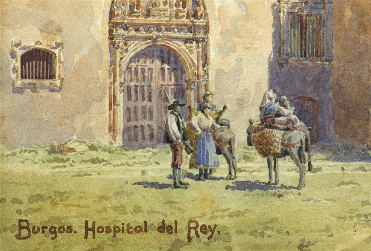 Edgar Thomas Ainger Wigram Watercolour Painting Burgos Hospital del Rey Spain3