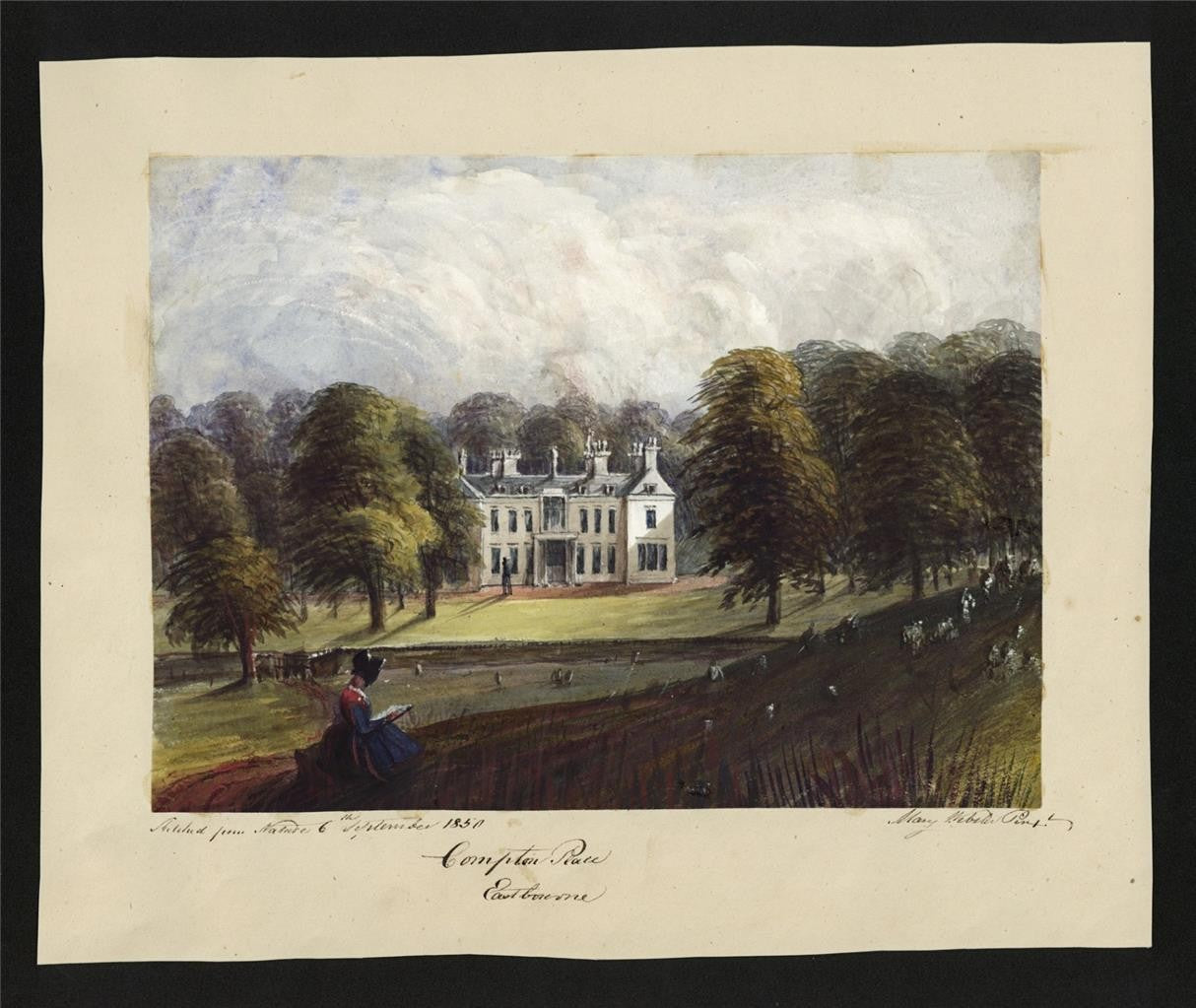 Mary Webster (1794-1883) - Watercolour Painting - Compton Place Eastbourne 18501