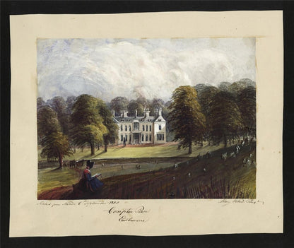Mary Webster (1794-1883) - Watercolour Painting - Compton Place Eastbourne 18501