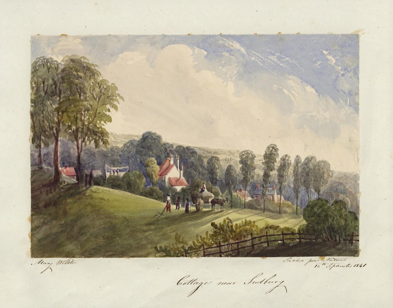 Mary Webster (1794-1883) Watercolour Painting - Cottage Near Sudbury London 18417