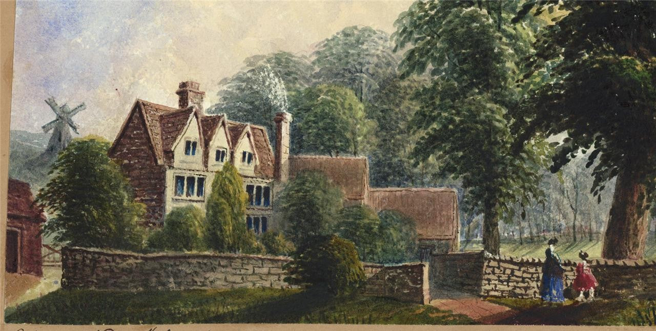 Mary Webster (1794-1883) - Watercolour Painting Village Scenery Eastbourne 18526