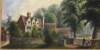 Mary Webster (1794-1883) - Watercolour Painting Village Scenery Eastbourne 18526