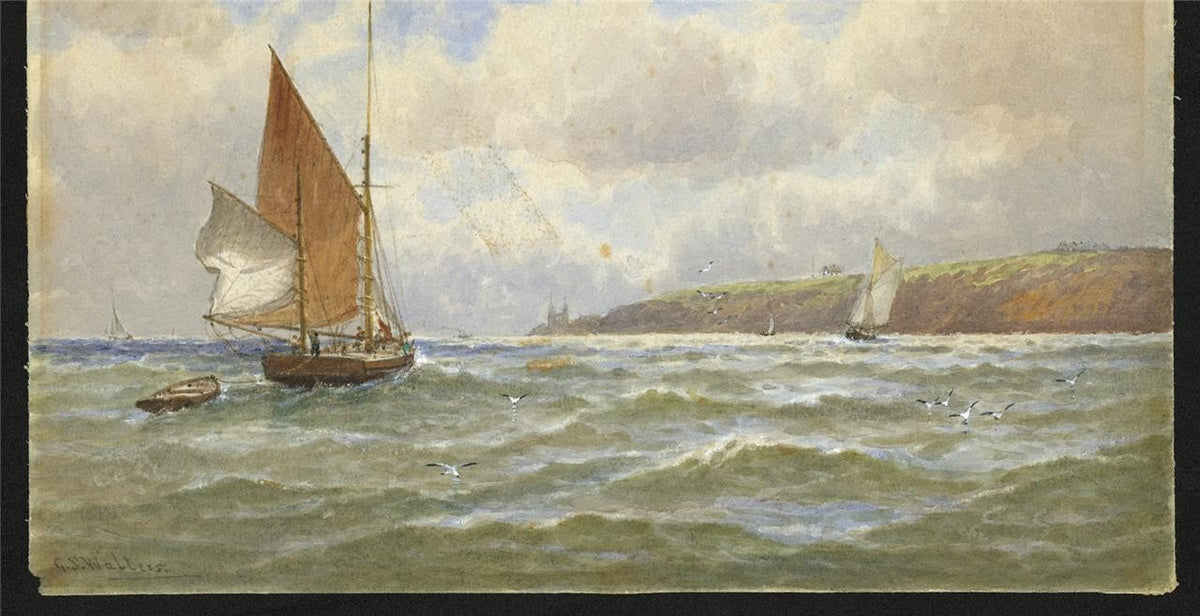 George Stanfield Walters (1838-1924) Watercolour Painting Boats Off Coast8