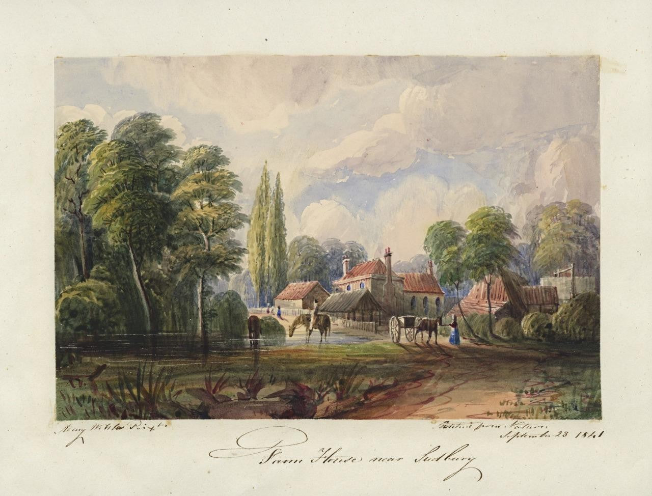 Mary Webster (1794-1883) Watercolour Painting Farm Near Sudbury London 18417