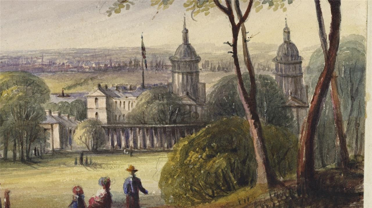 Mary Webster (1794-1883) Watercolour Painting London From Greenwich Park 183810