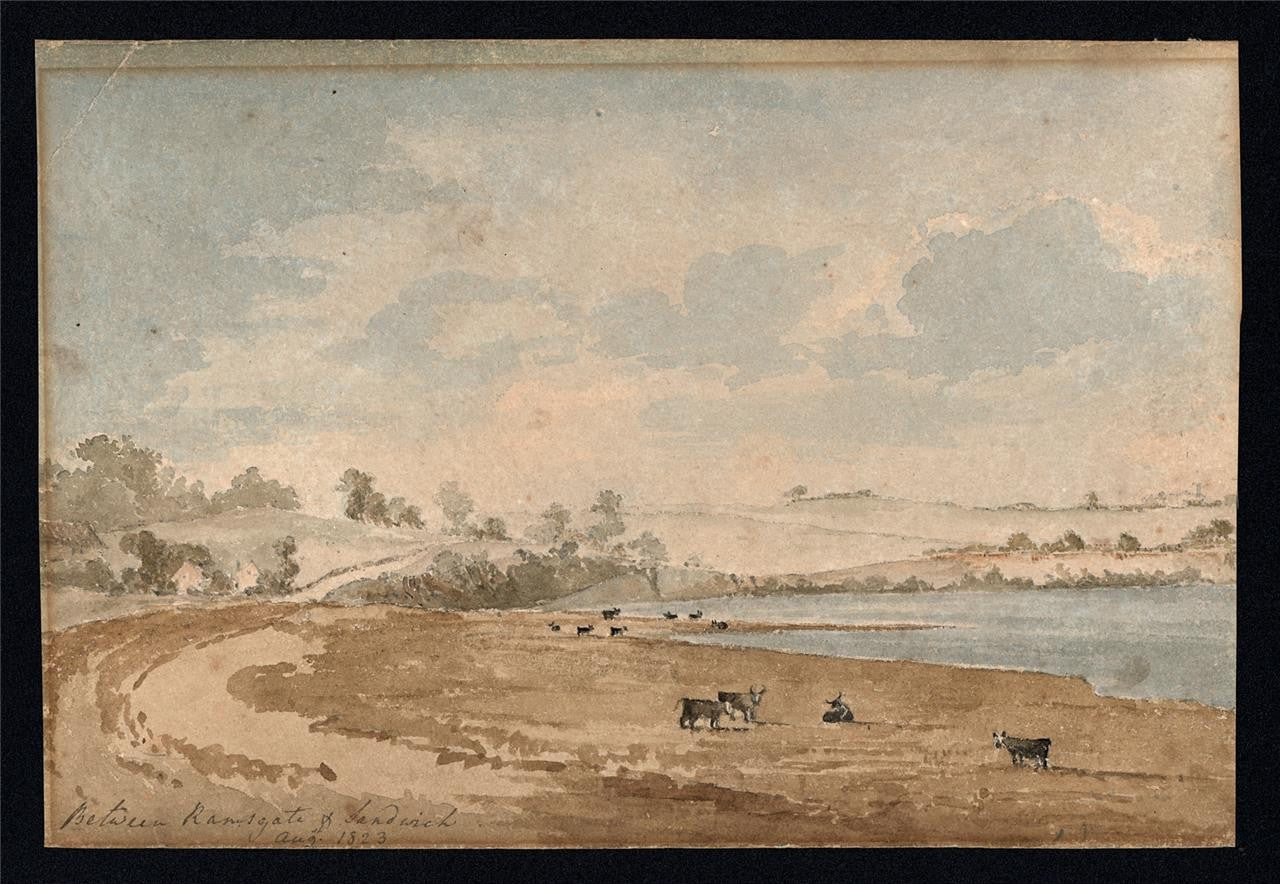 Between Ramsgate & Sandwich Kent 1823 - Watercolour Painting - 19th Century3
