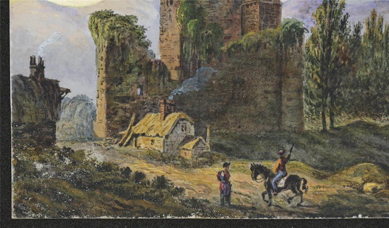Thirlwall Castle Northumberland - Small Watercolour Painting - 19th Century3