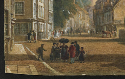 Trumpington Street Cambridge Watercolour Painting 19th Century In Style Of Pugin4