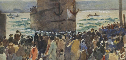 HMS Warspite Launch Devonport Plymouth 1913 Watercolour Painting - Signed6