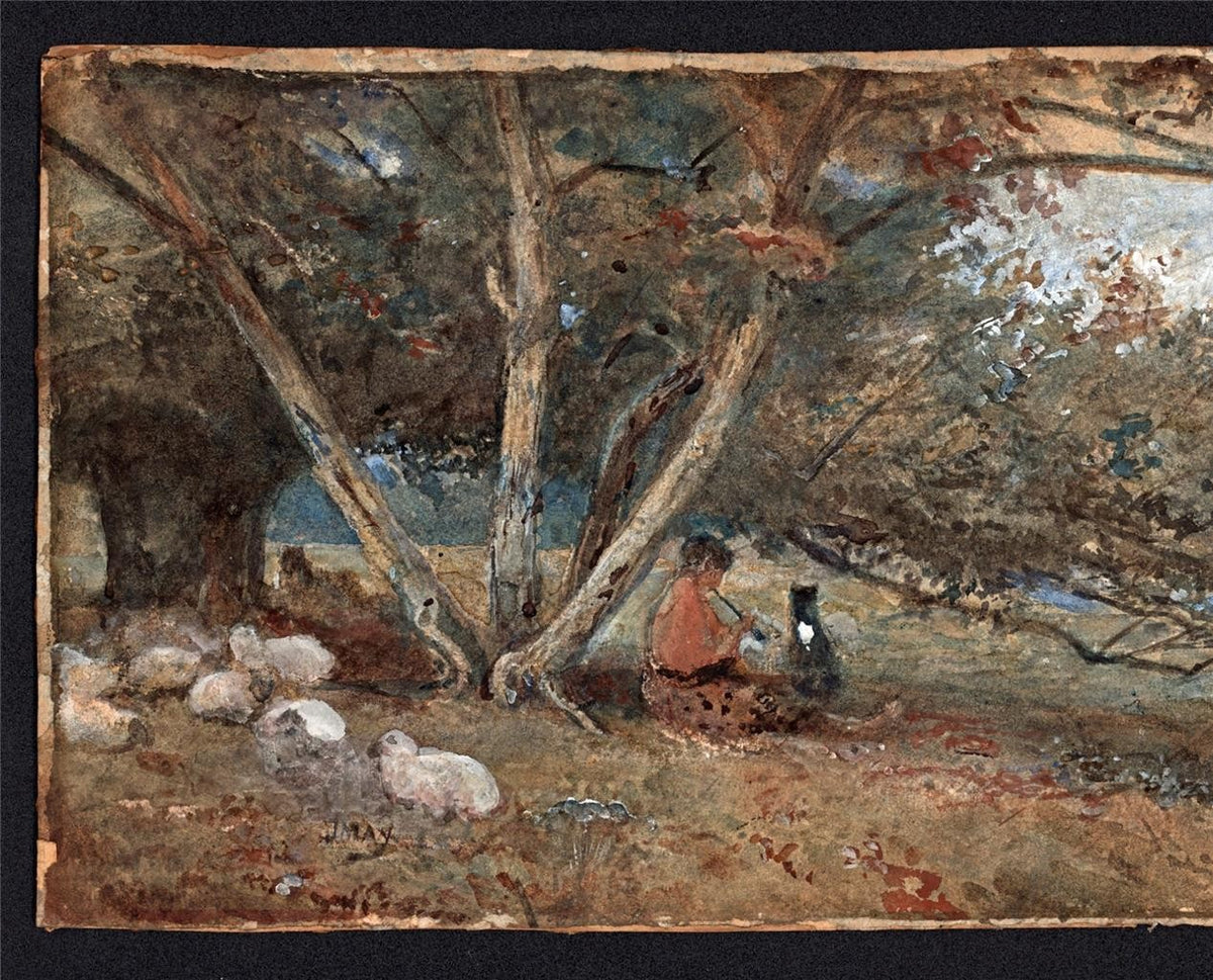 J May Watercolour Painting - Figure & Sheep In Landscape5