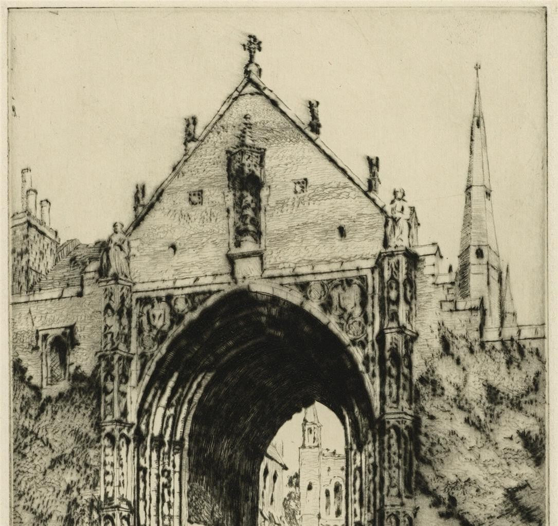 Sybil Andrews (1898-1992) Pencil Signed Etching - The Erpingham Gate Norwich4