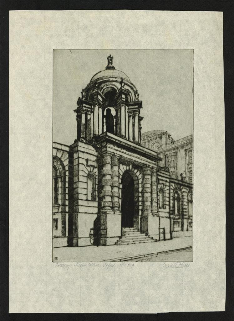 Cyril Edward Power (1872-1951) Pencil Signed Etching Queen's College Oxford1