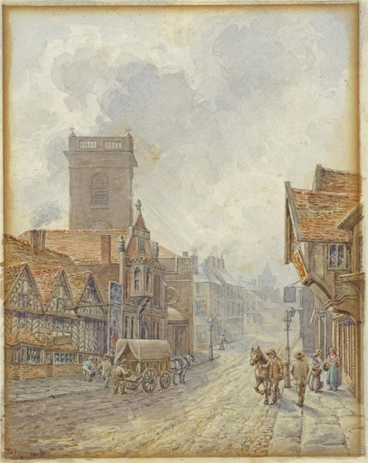 T W Downing Antique Watercolour Painting The Old Crown Birmingham0