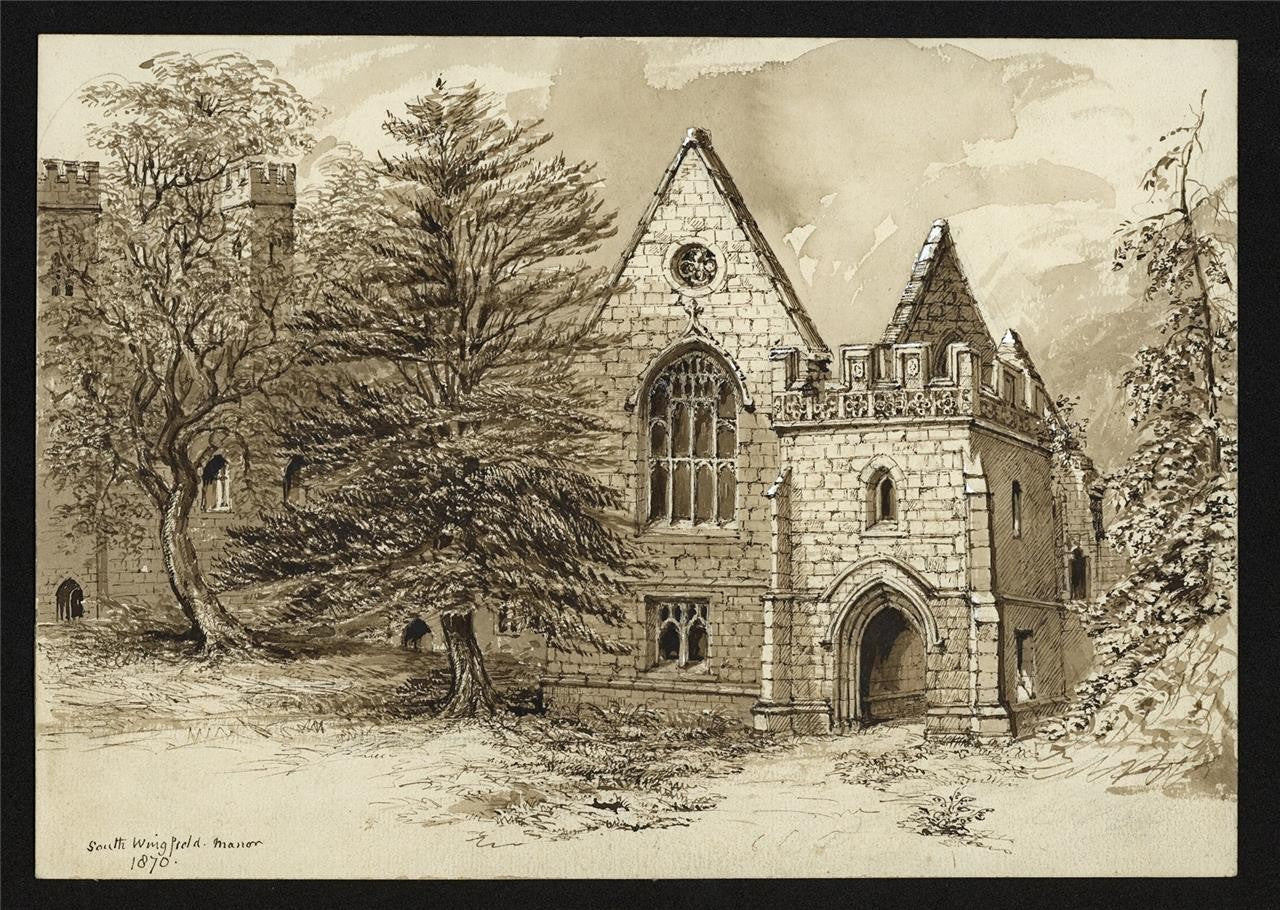 South Wingfield Manor Derbyshire 1870 - Watercolour Painting - 19th Century1