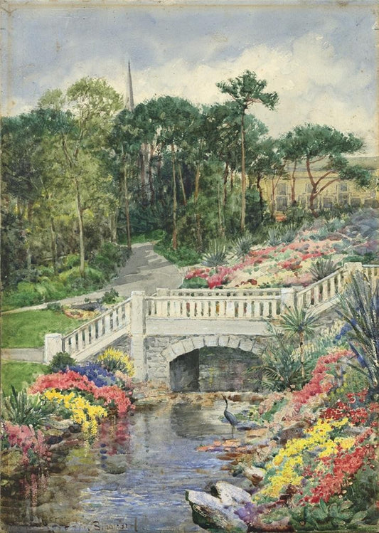 Theresa Sylvester Stannard (1898-1947) Watercolour Painting Gardens Bournemouth0