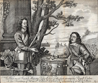 King Charles I & Sir Edward Walker - Antique Engraving - English Civil War0