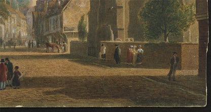 Trumpington Street Cambridge Watercolour Painting 19th Century In Style Of Pugin5