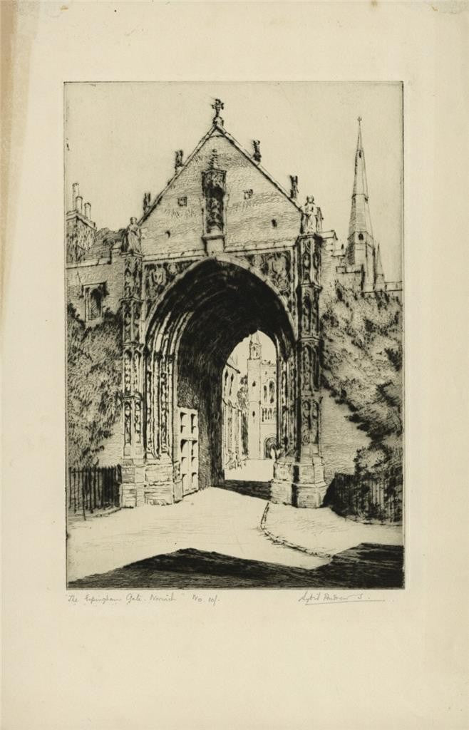Sybil Andrews (1898-1992) Pencil Signed Etching - The Erpingham Gate Norwich6