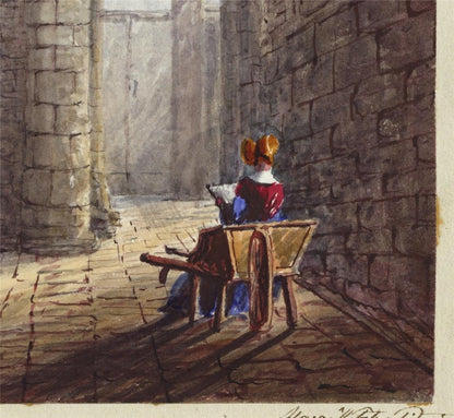 Mary Webster (1794-1883) Watercolour Painting - Old Staircase Canterbury 18467