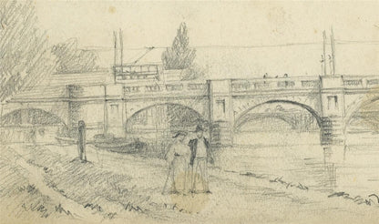 Walter Duncan (1848-1932) - Pencil Drawing - Kingston Bridge, London 19063
