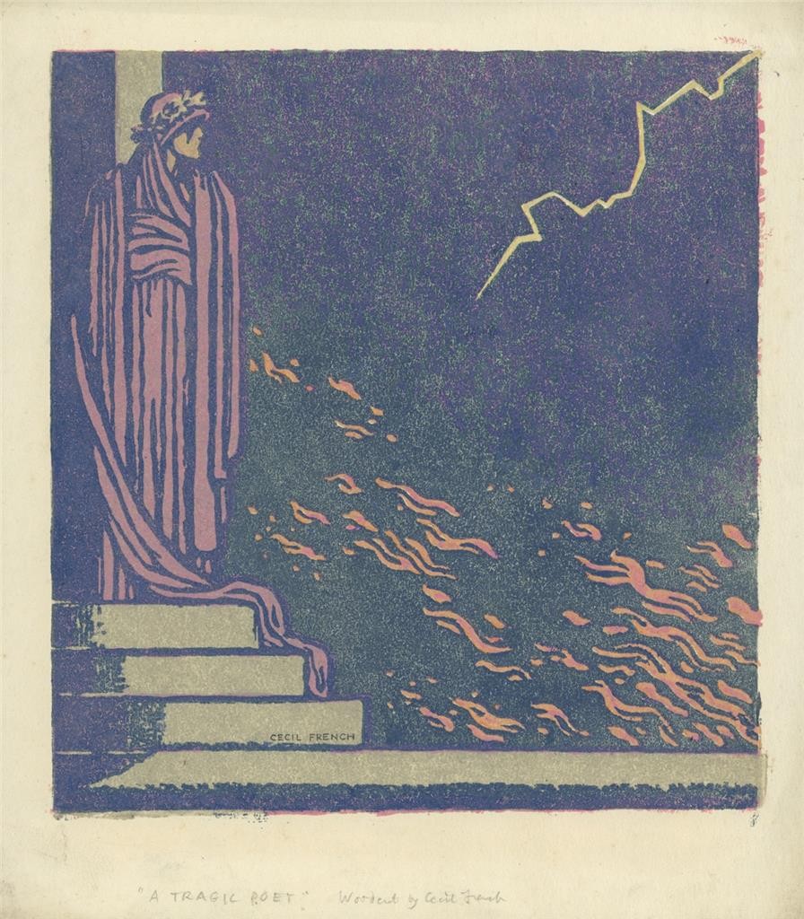 Cecil French (18791953) Pencil Signed Woodcut  A Tragic Poet6