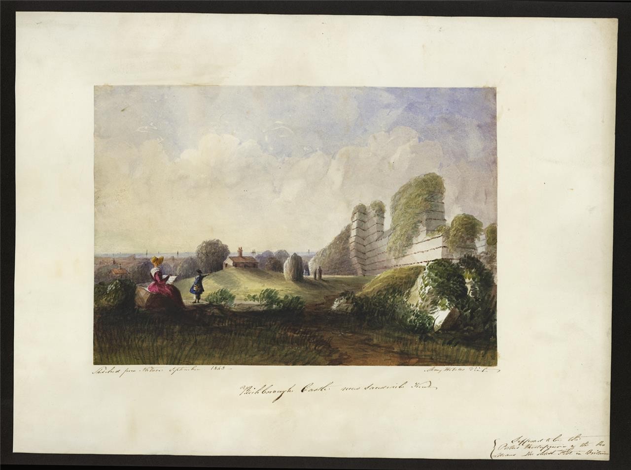 Mary Webster Watercolour Painting Richborough Castle Near Sandwich Kent 18431