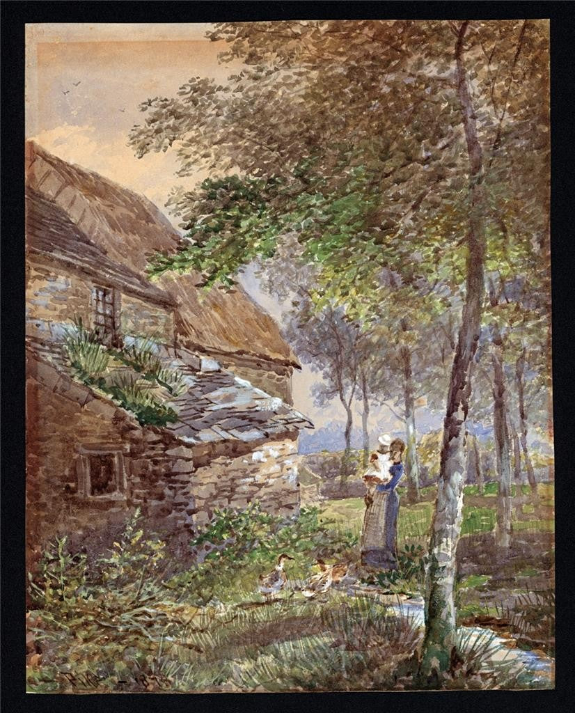 William Henry Pike (1846-1908) - Watercolour Painting - Cottage Scene - 18782