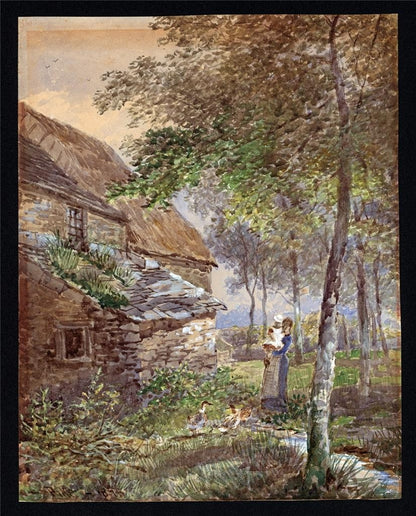 William Henry Pike (1846-1908) - Watercolour Painting - Cottage Scene - 18782