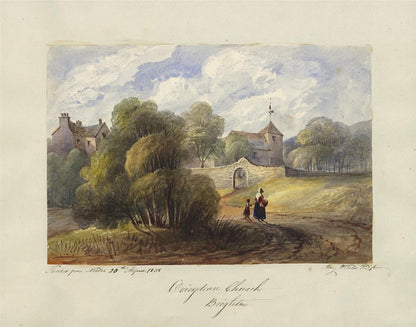 Mary Webster (1794-1883) - Watercolour Painting - Ovingdean Church Brighton 18388