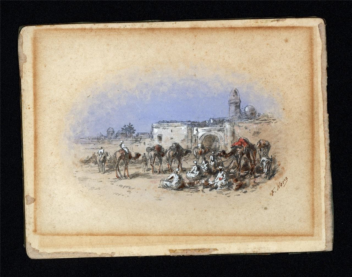 Frank V. Norie - Miniature Watercolour Painting North African Scene 19th Century1