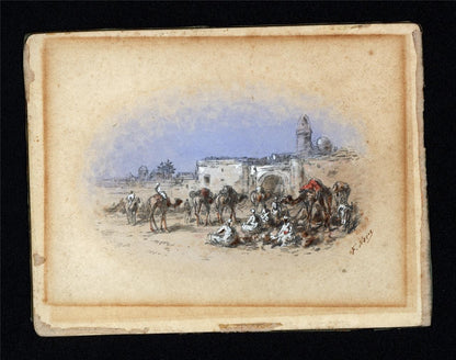 Frank V. Norie - Miniature Watercolour Painting North African Scene 19th Century1