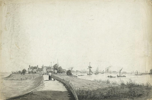 James Wilcox (17781865) Watercolour Painting  Blackwall Reach London 18430