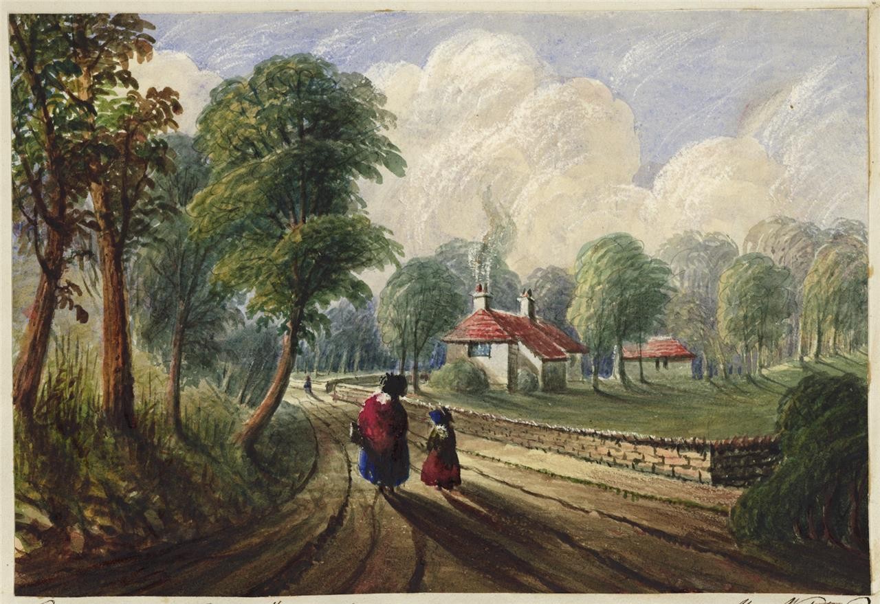 Mary Webster (1794-1883) - Watercolour Painting - Road Scene Eastbourne 18500