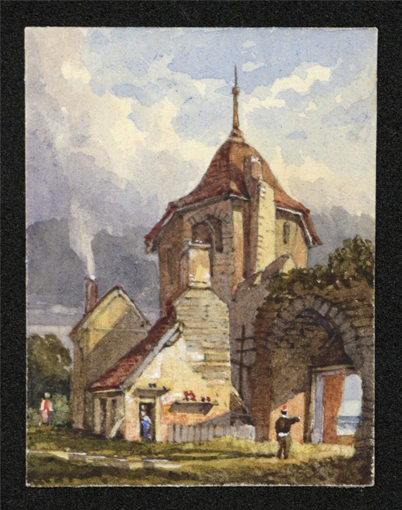 Style Of Samuel Prout Yarmouth Miniature Watercolour Painting 19th Century1