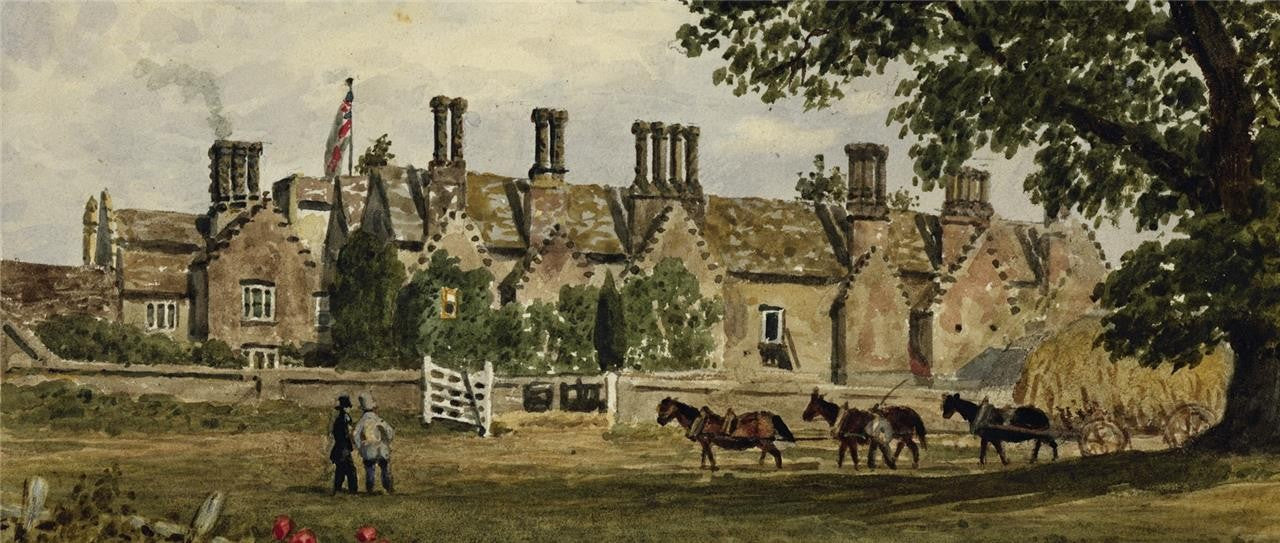 Chenies Manor House Buckinghamshire 1832 - Antique Watercolour Painting - Nash5