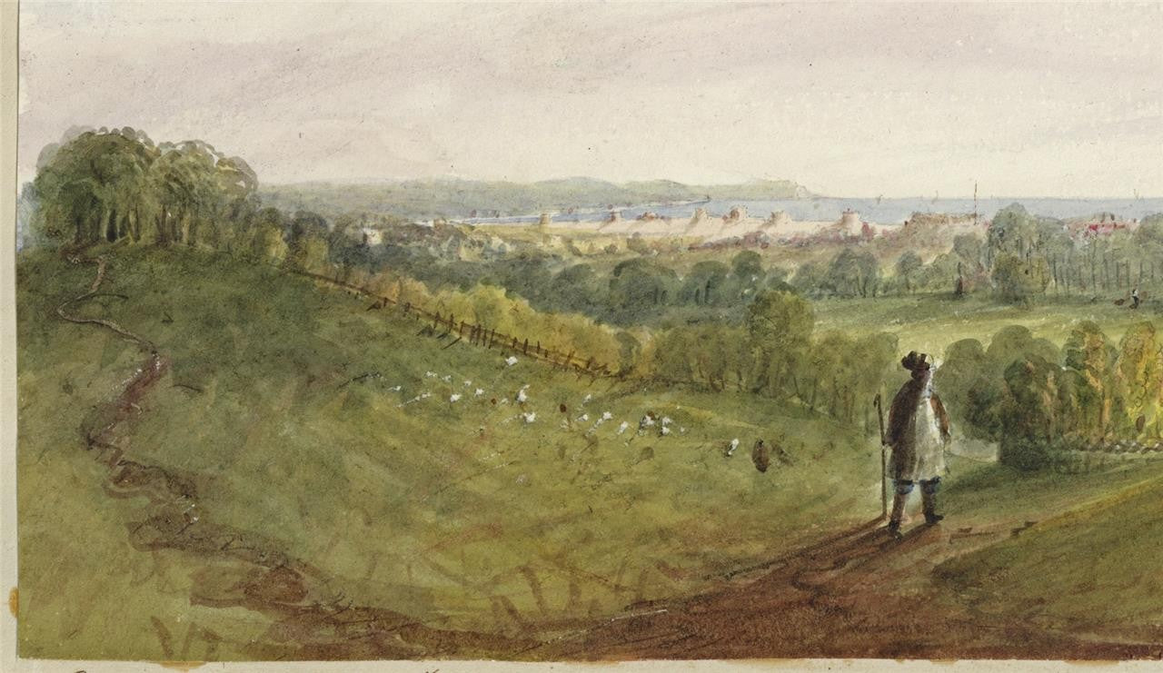 Mary Webster (1794-1883) Watercolour Painting Near Compton Place Eastbourne 18425