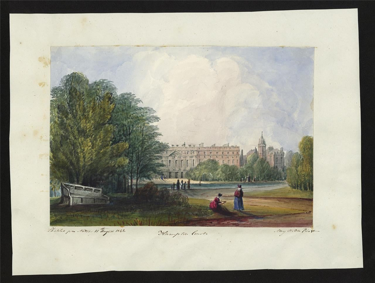 Mary Webster (1794-1883) Watercolour Painting Hampton Court Palace London 18421