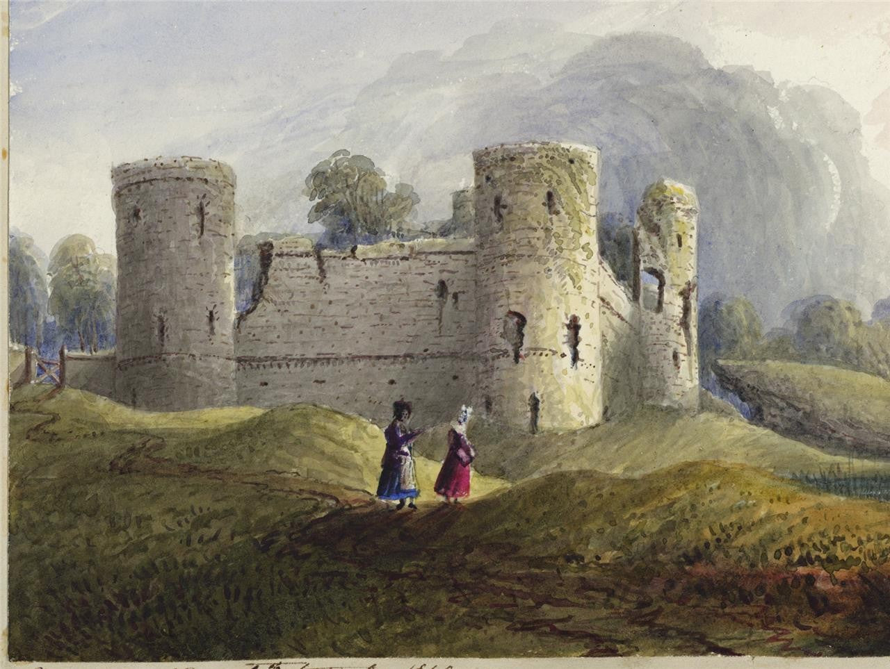 Mary Webster (1794-1883) - Watercolour Painting - Pevensey Castle Sussex - 18425