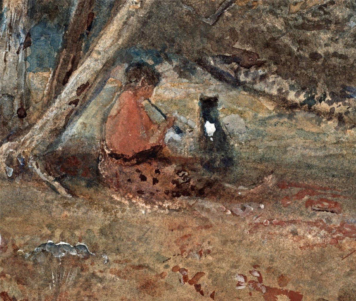 J May Watercolour Painting - Figure & Sheep In Landscape4