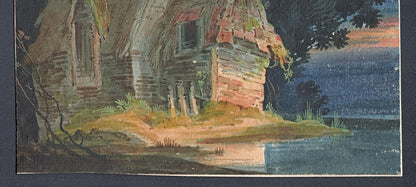 COTTAGE IN LANDSCAPE Watercolour Painting - 19TH CENTURY - INDISTINCTLY SIGNED6