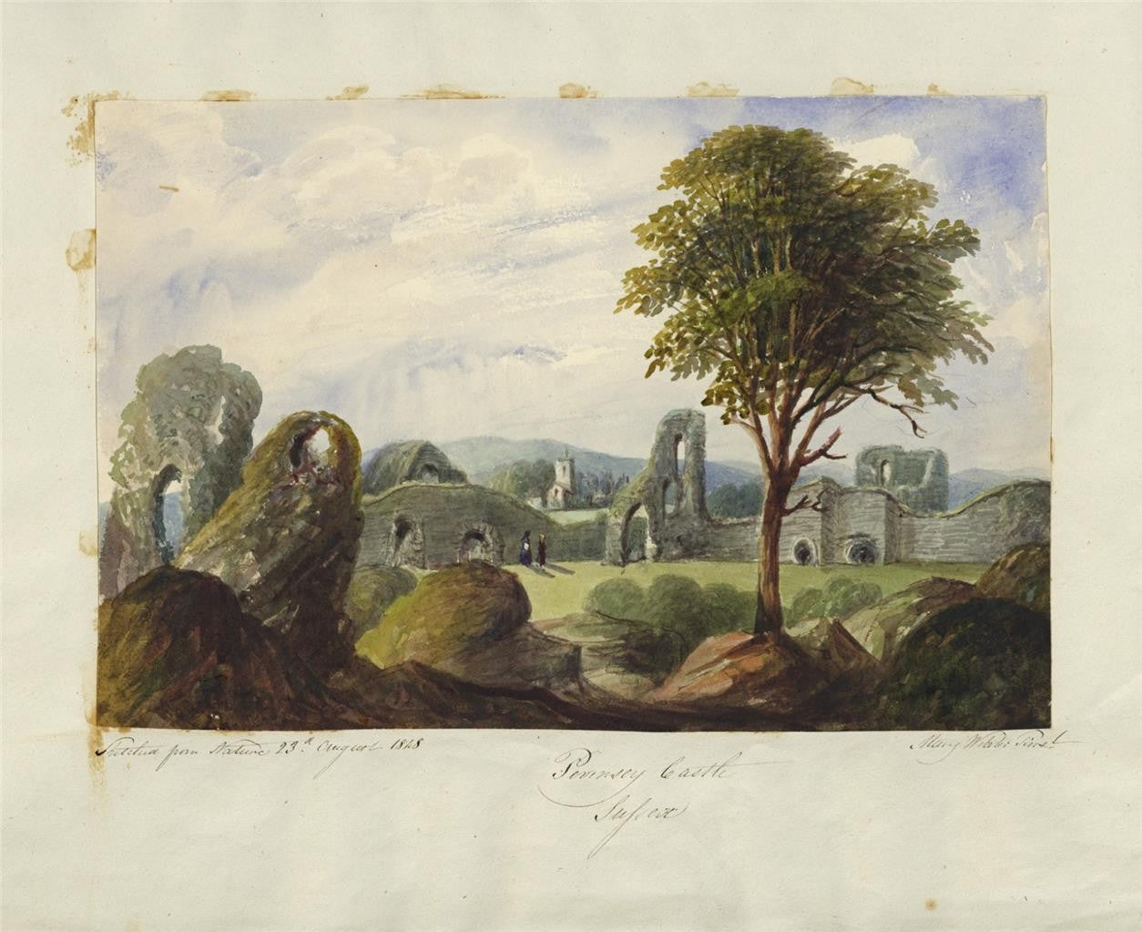 Mary Webster (1794-1883) - Watercolour Painting - Pevensey Castle Sussex - 18489