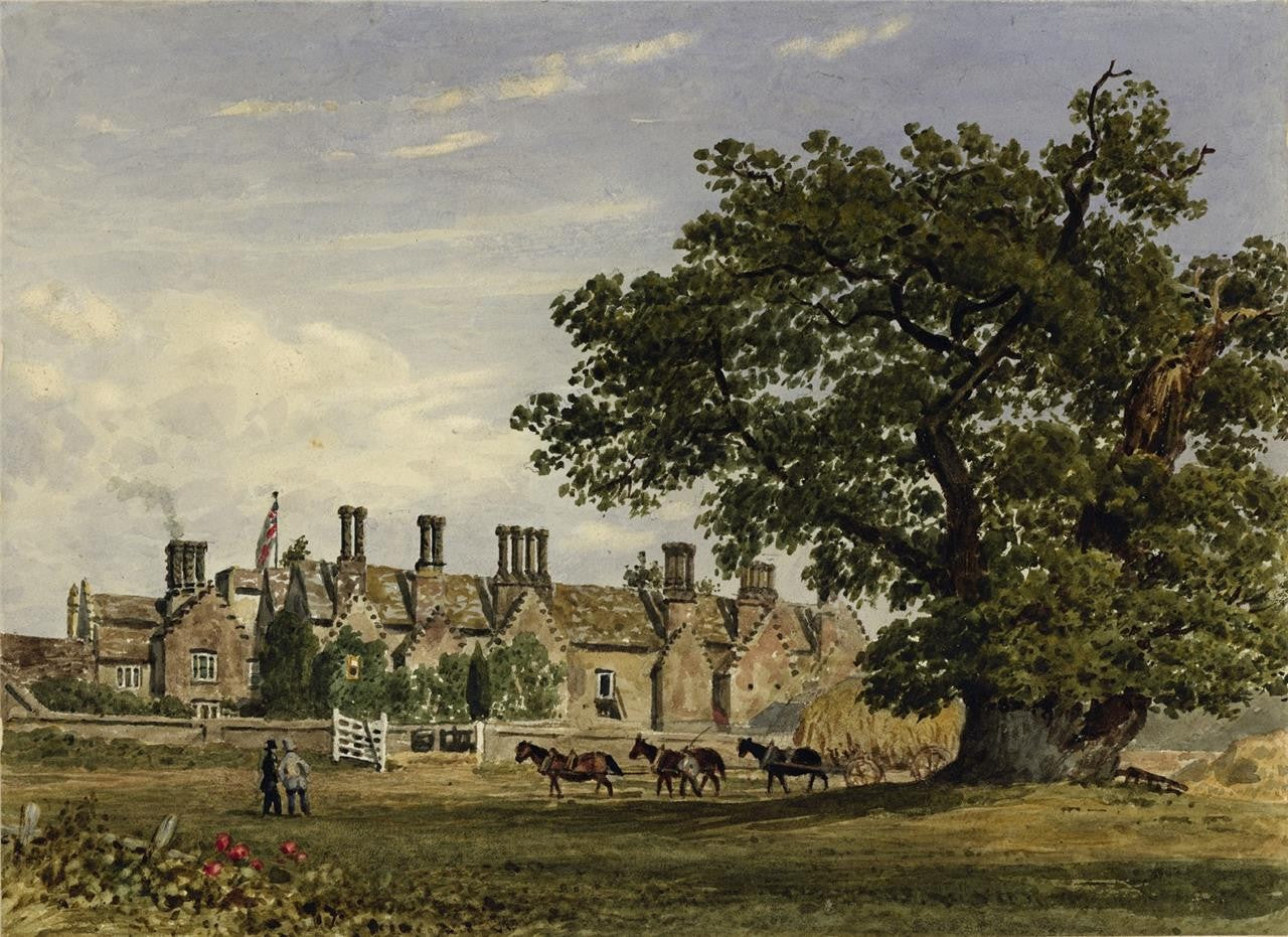 Chenies Manor House Buckinghamshire 1832 - Antique Watercolour Painting - Nash0