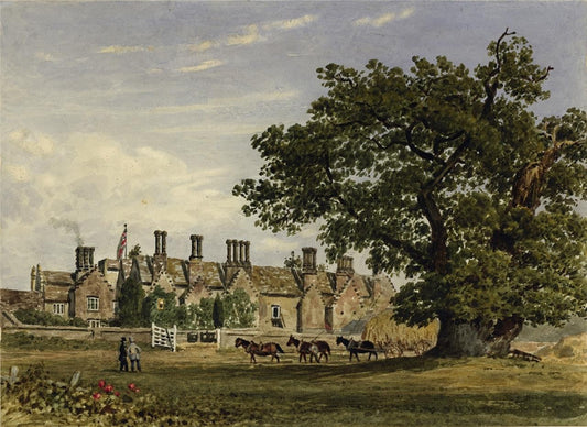 Chenies Manor House Buckinghamshire 1832 - Antique Watercolour Painting - Nash0