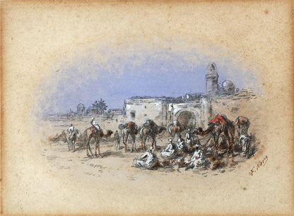 Frank V. Norie - Miniature Watercolour Painting North African Scene 19th Century3