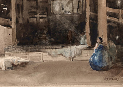 Frederick Charles Winby (1875-1959) - Watercolour Painting - Lady In Barn Scene2