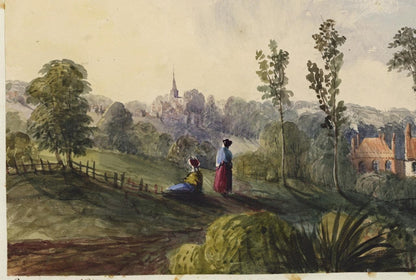 Mary Webster (1794-1883) Watercolour Painting - Distant View Harrow London c18415