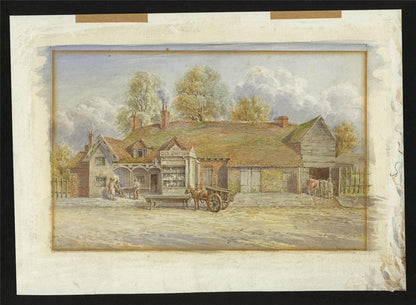 T W Downing Antique Watercolour Painting Old Ship Inn Birmingham2